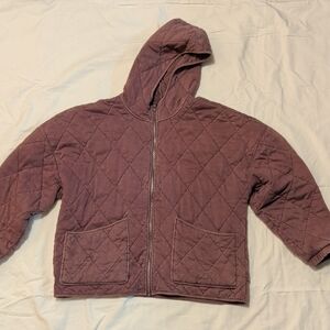 Quilted Hooded Jacket in Mauve